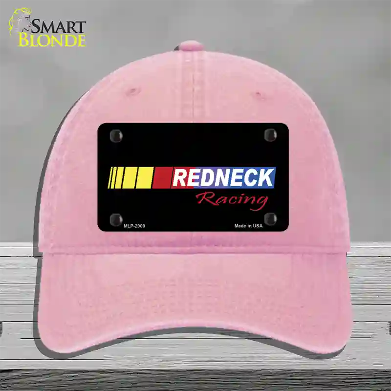 Redneck Racing Novelty License Plate Hat Unconstructed Cotton / Pink