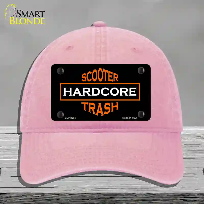 Hardcore Scooter Trash Black Novelty License Plate Hat Unconstructed Cotton / Pink