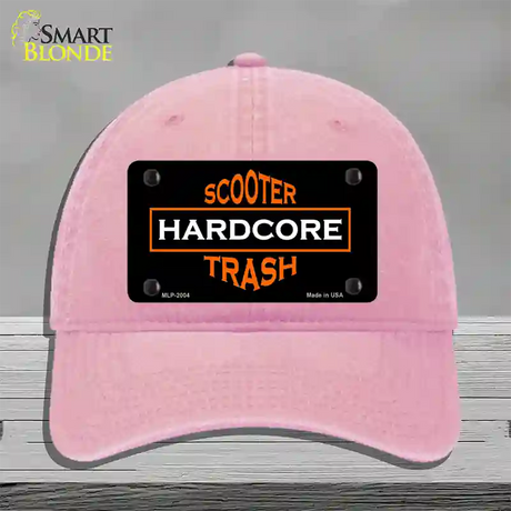 Hardcore Scooter Trash Black Novelty License Plate Hat Unconstructed Cotton / Pink