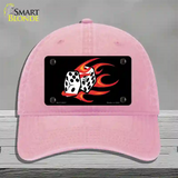 Red Hot Flaming Dice Novelty License Plate Hat Unconstructed Cotton / Pink