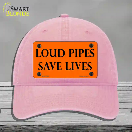 Loud Pipes Save Lives Novelty License Plate Hat Unconstructed Cotton / Pink