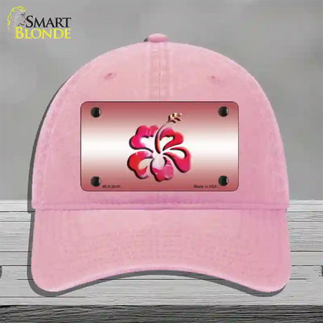 Hibiscus Flower Novelty License Plate Hat Unconstructed Cotton / Pink