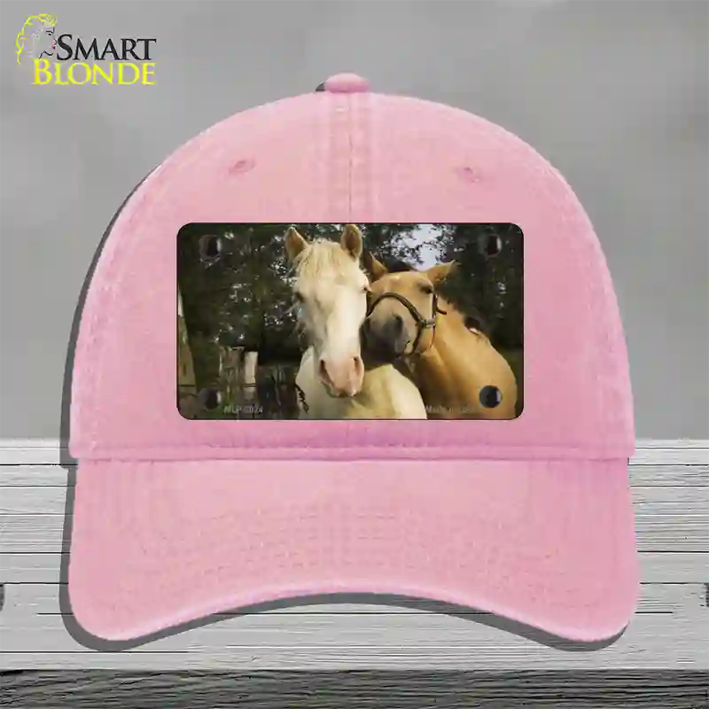 Horses Sweet On Each Other Novelty License Plate Hat Unconstructed Cotton / Pink