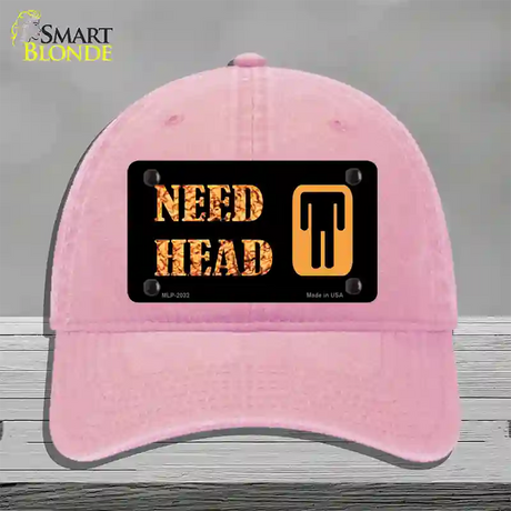 Need Head Novelty License Plate Hat Unconstructed Cotton / Pink