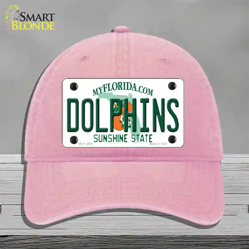 Dolphins Florida State Novelty License Plate Hat Unconstructed Cotton / Pink