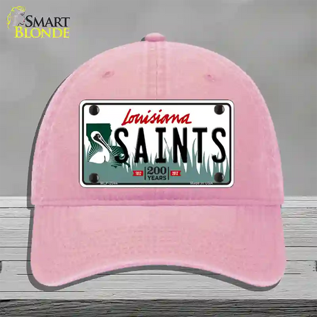 Saints Louisiana State Novelty License Plate Hat Unconstructed Cotton / Pink