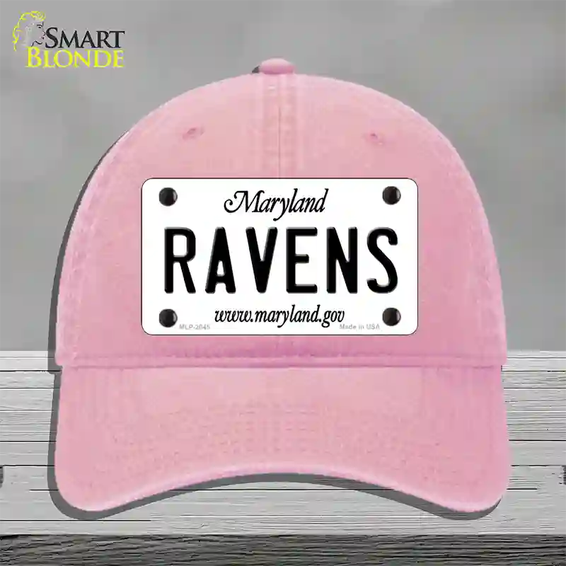 Ravens Maryland State Novelty License Plate Hat Unconstructed Cotton / Pink