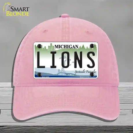 Lions Michigan State Novelty License Plate Hat Unconstructed Cotton / Pink