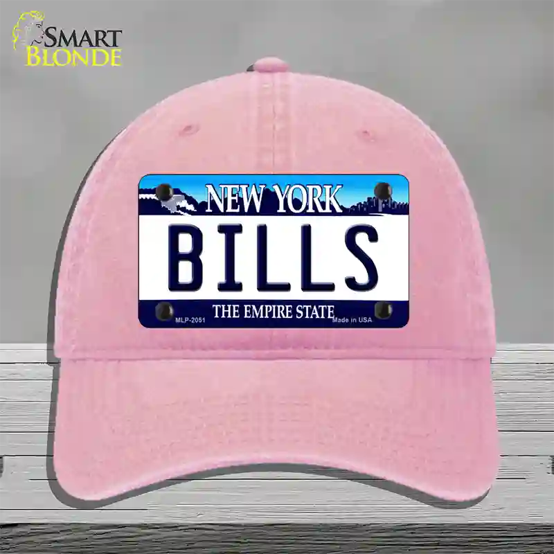 Bills New York State Novelty License Plate Hat Unconstructed Cotton / Pink