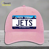 Jets New York State Novelty License Plate Hat Unconstructed Cotton / Pink