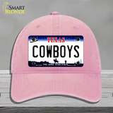 Cowboys Texas State Novelty License Plate Hat Unconstructed Cotton / Pink