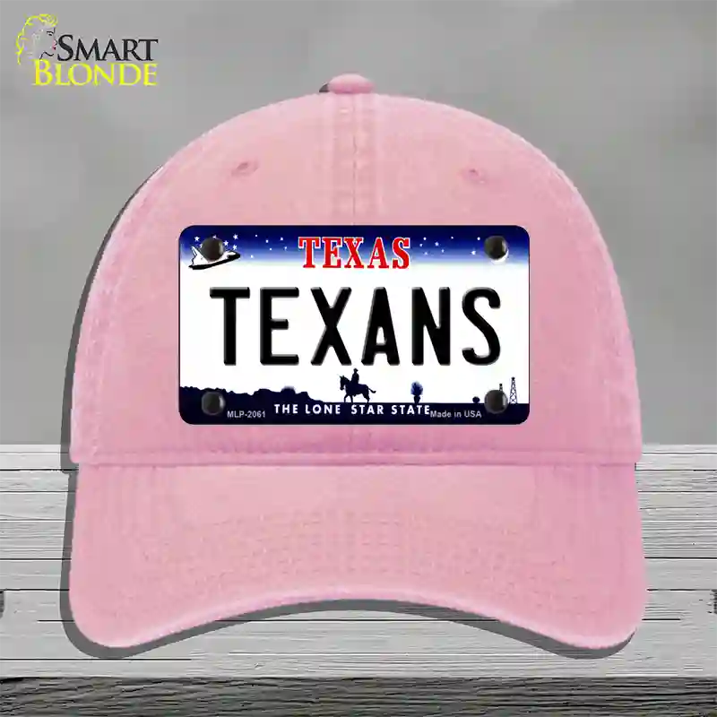 Texans Texas State Novelty License Plate Hat Unconstructed Cotton / Pink