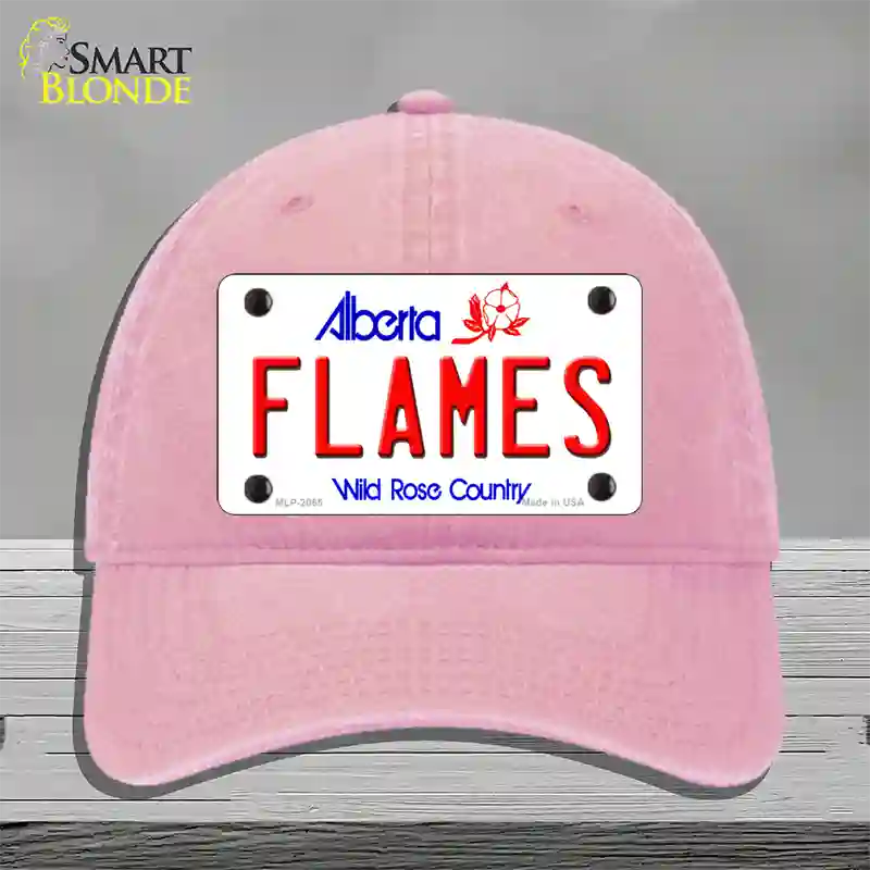 Flames Alberta Canada Province Novelty License Plate Hat Unconstructed Cotton / Pink