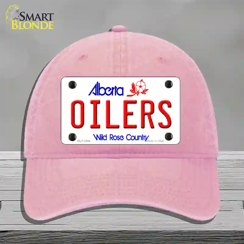 Oilers Alberta Canada Province Novelty License Plate Hat Unconstructed Cotton / Pink