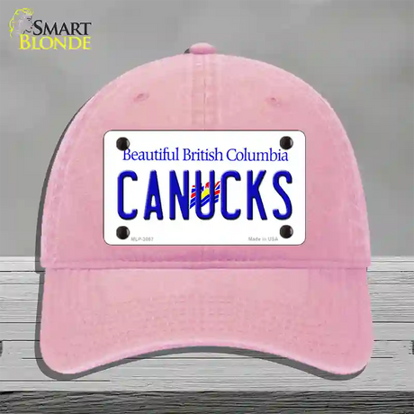 Canucks British Columbia Canada Province Novelty License Plate Hat Unconstructed Cotton / Pink