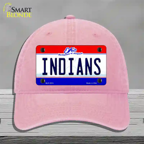 Indians Ohio State Novelty License Plate Hat Unconstructed Cotton / Pink