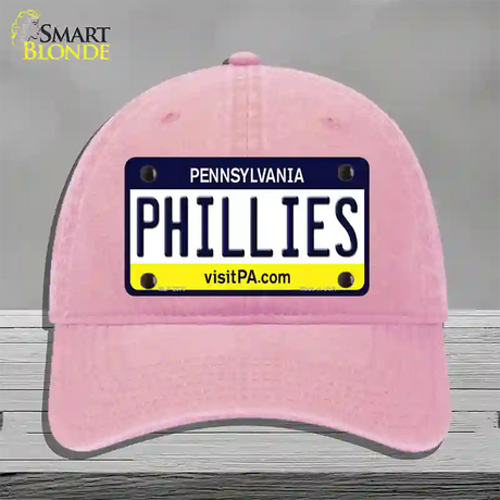 Phillies Pennsylvania State Novelty License Plate Hat Unconstructed Cotton / Pink