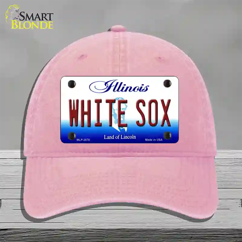 Whitesox Illinois State Novelty License Plate Hat Unconstructed Cotton / Pink