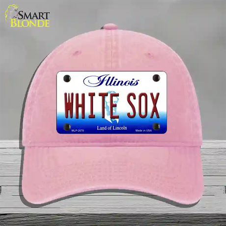 Whitesox Illinois State Novelty License Plate Hat Unconstructed Cotton / Pink