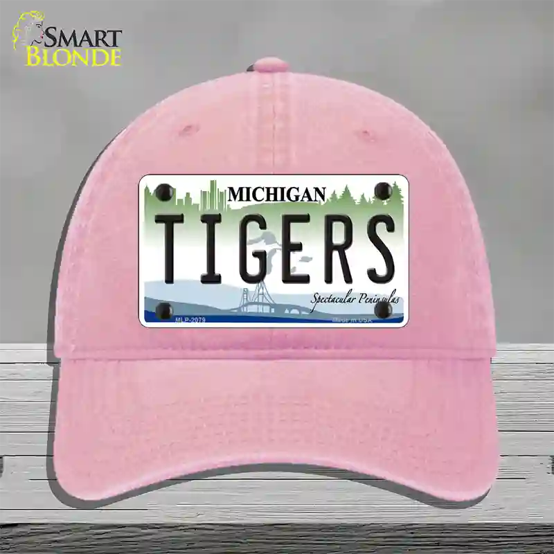 Tigers Michigan State Novelty License Plate Hat Unconstructed Cotton / Pink