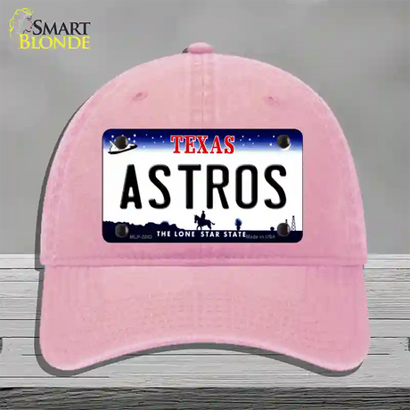 Astros Texas State Novelty License Plate Hat Unconstructed Cotton / Pink