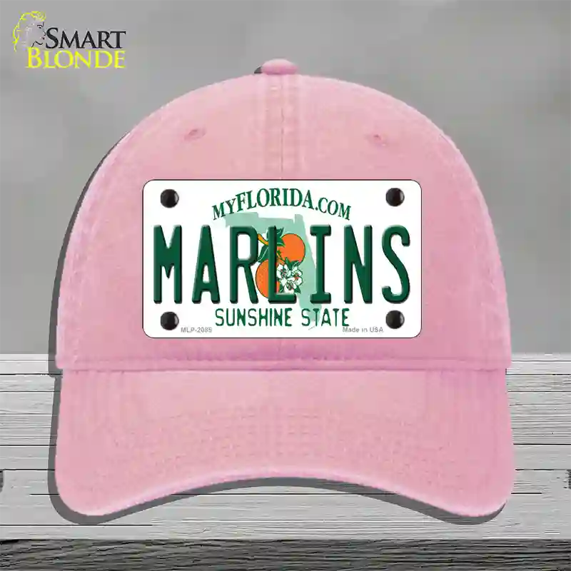 Marlins Florida State Novelty License Plate Hat Unconstructed Cotton / Pink