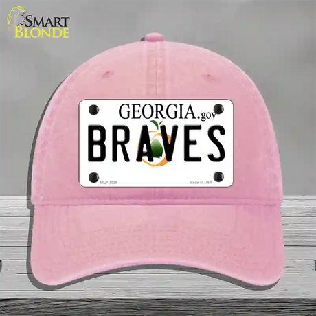 Braves Georgia State Novelty License Plate Hat Unconstructed Cotton / Pink