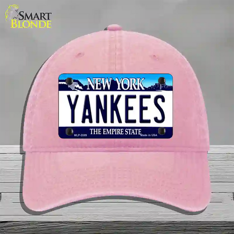 Yankees New York State Novelty License Plate Hat Unconstructed Cotton / Pink