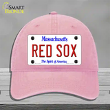 Red Sox Massachusetts State Novelty License Plate Hat Unconstructed Cotton / Pink