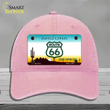 Route 66 Shield Arizona Novelty License Plate Hat Unconstructed Cotton / Pink