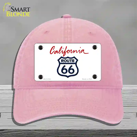 Route 66 Shield California Novelty License Plate Hat Unconstructed Cotton / Pink