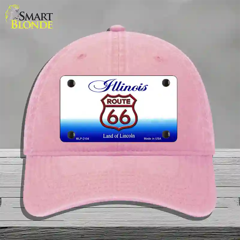 Route 66 Shield Illinois Novelty License Plate Hat Unconstructed Cotton / Pink