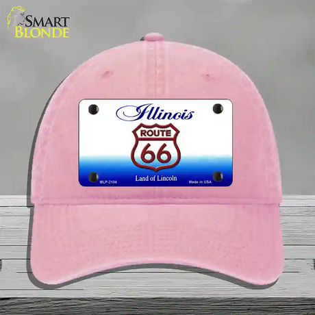 Route 66 Shield Illinois Novelty License Plate Hat Unconstructed Cotton / Pink