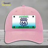 Route 66 Shield Missouri Novelty License Plate Hat Unconstructed Cotton / Pink