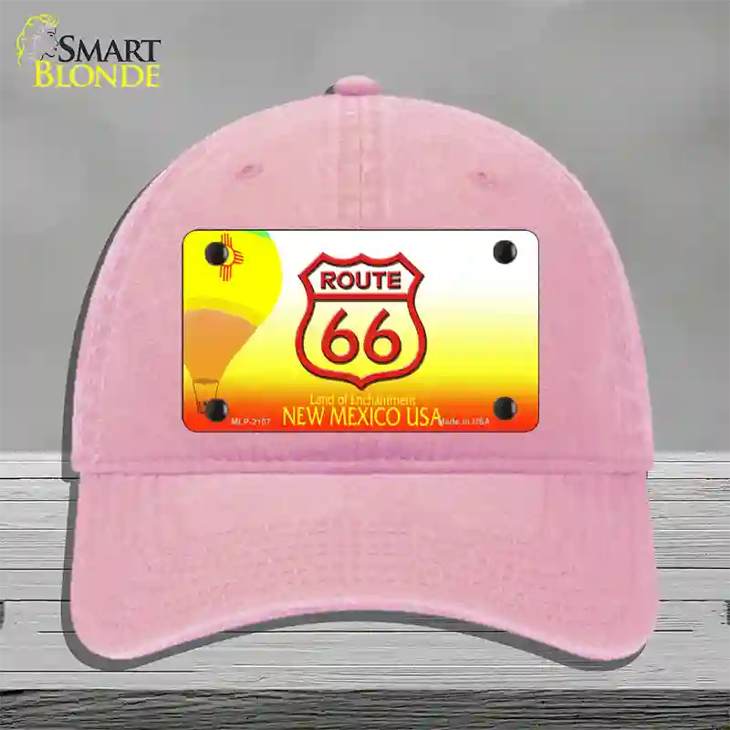 Route 66 Shield New Mexico Novelty License Plate Hat Unconstructed Cotton / Pink