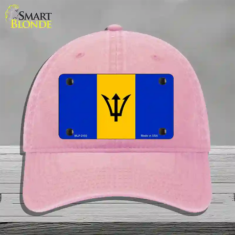 Barbados Flag Novelty License Plate Hat Unconstructed Cotton / Pink