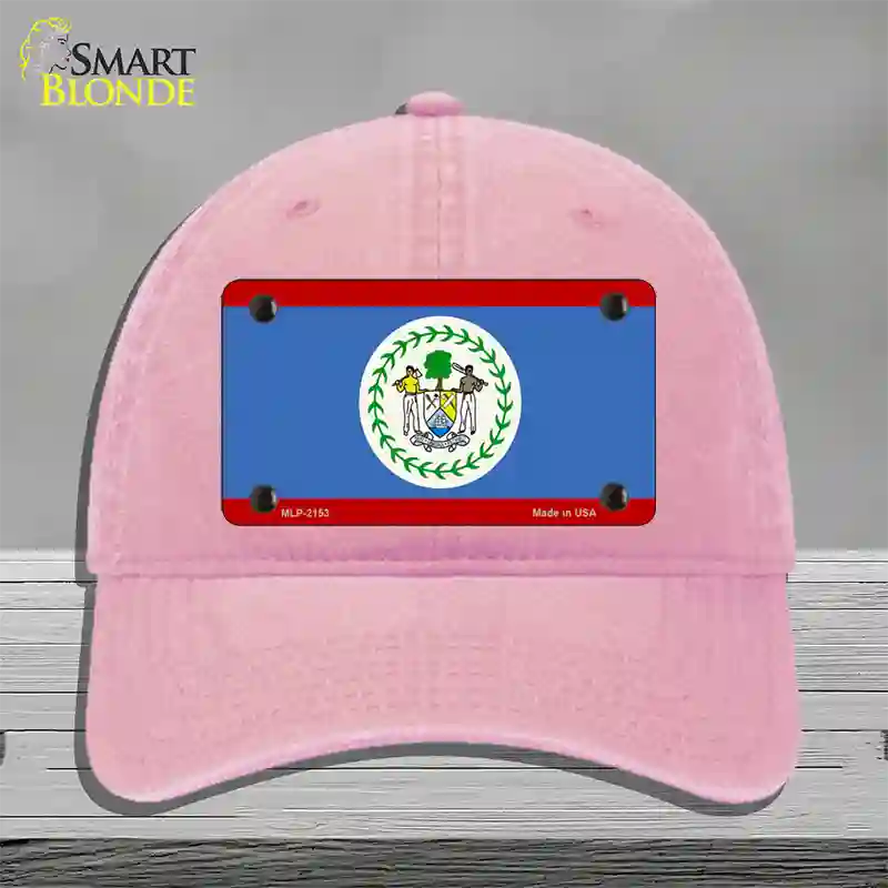 Belize Flag Novelty License Plate Hat Unconstructed Cotton / Pink