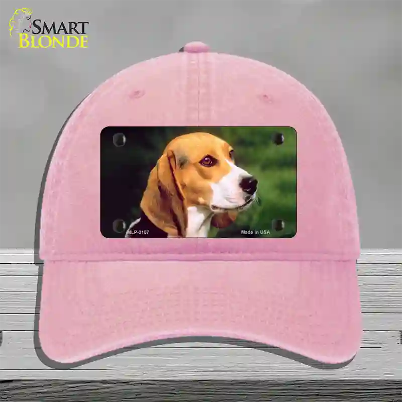 Beagle Dog Novelty License Plate Hat Unconstructed Cotton / Pink