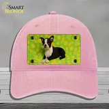 Boston Terrier Dog Novelty License Plate Hat Unconstructed Cotton / Pink