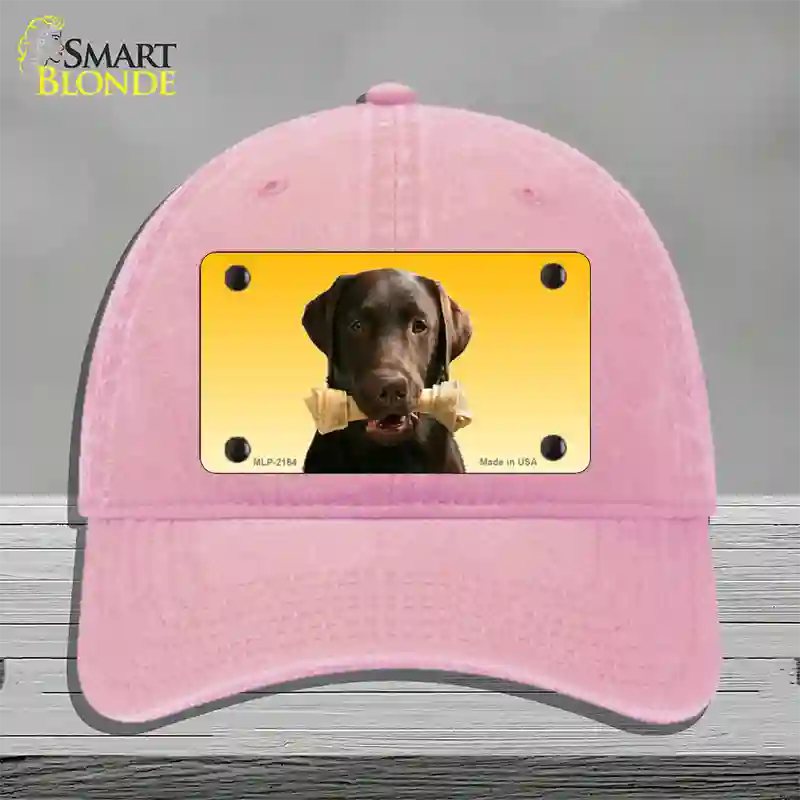 Chocolate Labrador Retriever Dog Novelty License Plate Hat Unconstructed Cotton / Pink