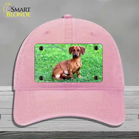 Dachshund Dog Novelty License Plate Hat Unconstructed Cotton / Pink