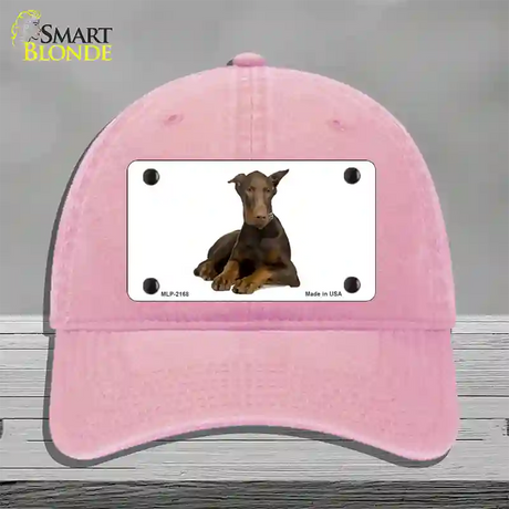 Doberman Pinscher Dog Novelty License Plate Hat Unconstructed Cotton / Pink