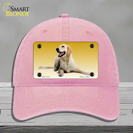 Golden Retriever Dog Novelty License Plate Hat Unconstructed Cotton / Pink