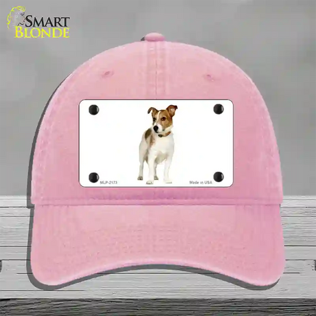 Jack Russell Terrier Dog Novelty License Plate Hat Unconstructed Cotton / Pink