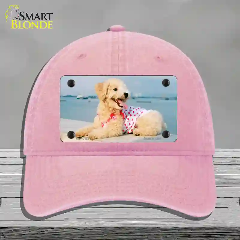 Poodle Dog Novelty License Plate Hat Unconstructed Cotton / Pink