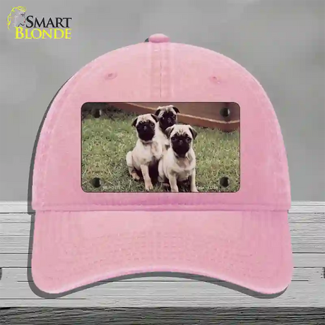 Pug Dog Novelty License Plate Hat Unconstructed Cotton / Pink