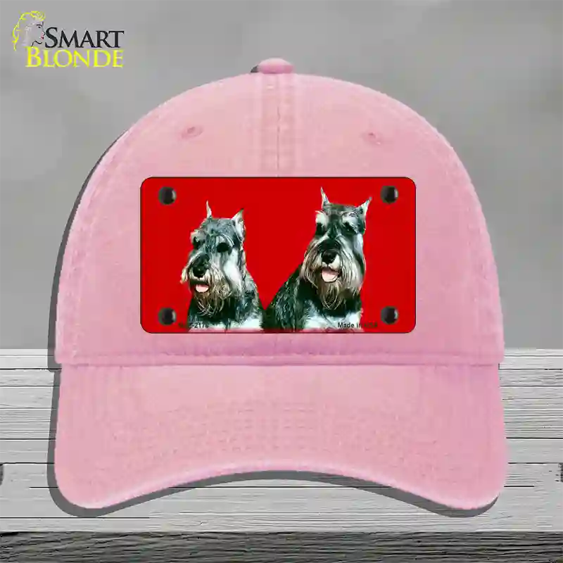 Schnauzer Dog Novelty License Plate Hat Unconstructed Cotton / Pink