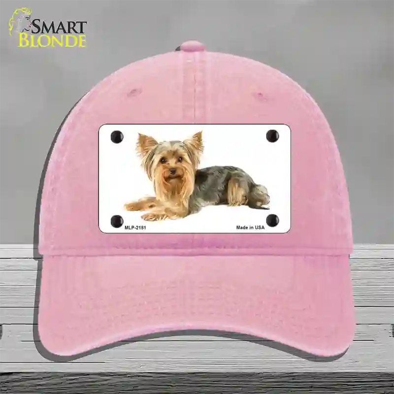 Yorkshire Terrier Dog Novelty License Plate Hat Unconstructed Cotton / Pink