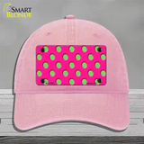 Lime Green Polka Dots Hot Pink Novelty License Plate Hat Unconstructed Cotton / Pink