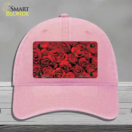 Red Roses Novelty License Plate Hat Unconstructed Cotton / Pink